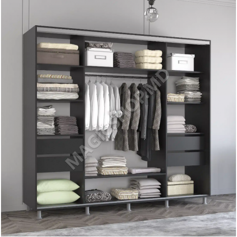 Dulap Aron (2.4m – 2.7m) uși glisante din oglindă și PAL